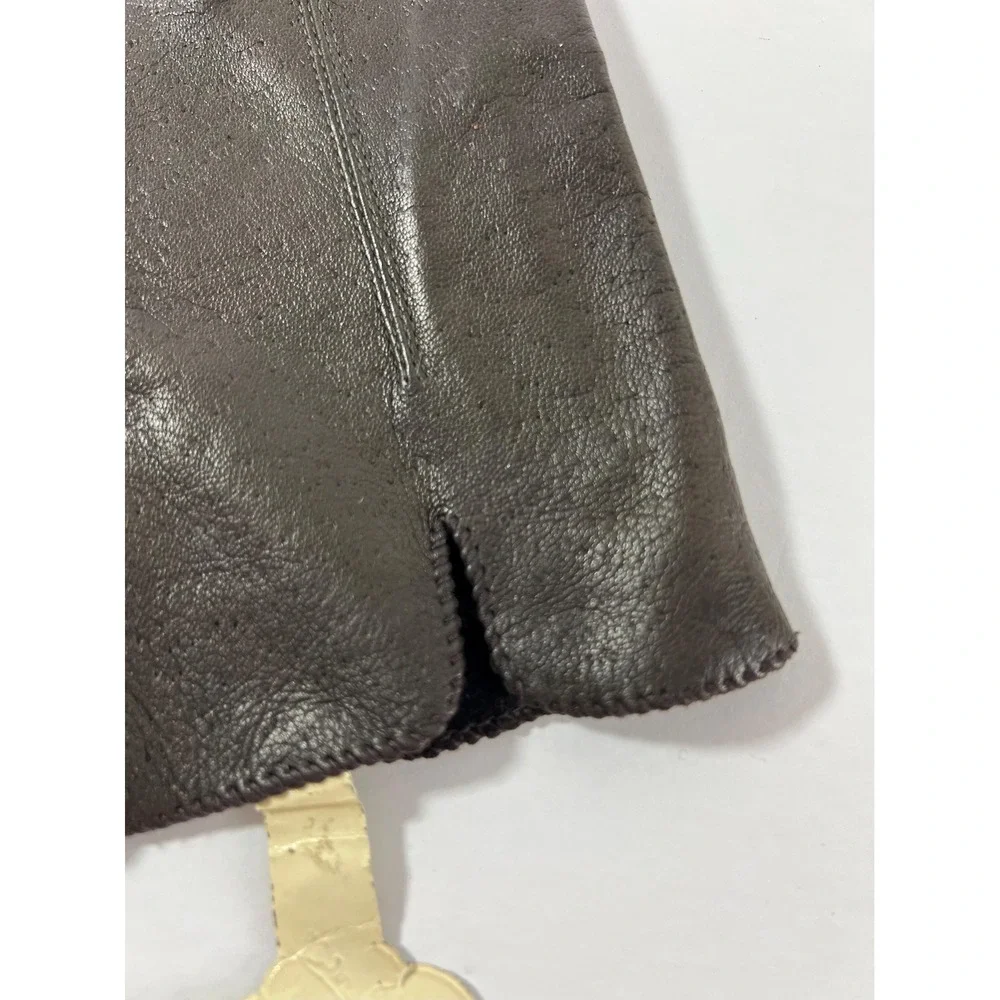 Deerskin leather gloves New with tags old stock vintage dark brown size 7 small